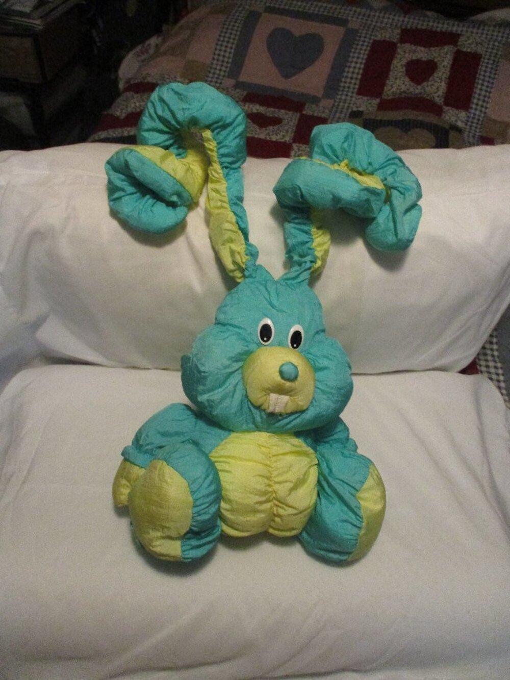 😉 Vintage The Good Stuff Inc Green Parachute Bunny Plush Toy Long Ears